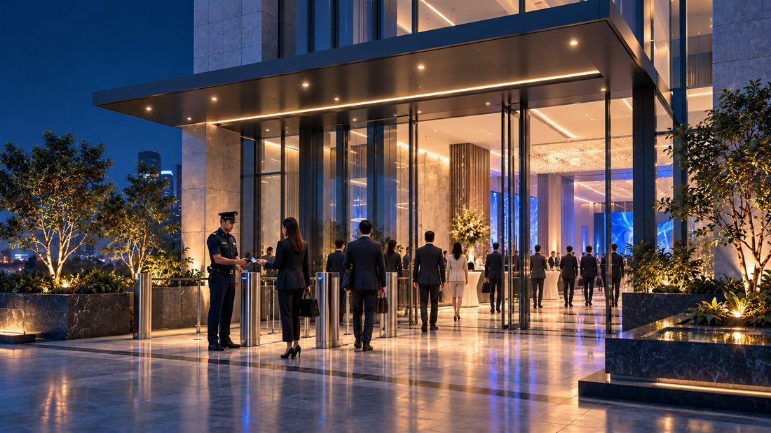 Security welcoming guests at an event venue