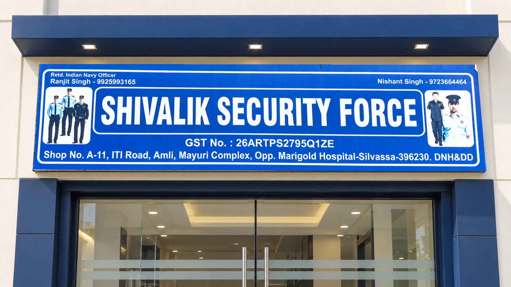 Shivalik Security Force office signboard with the Silvassa address