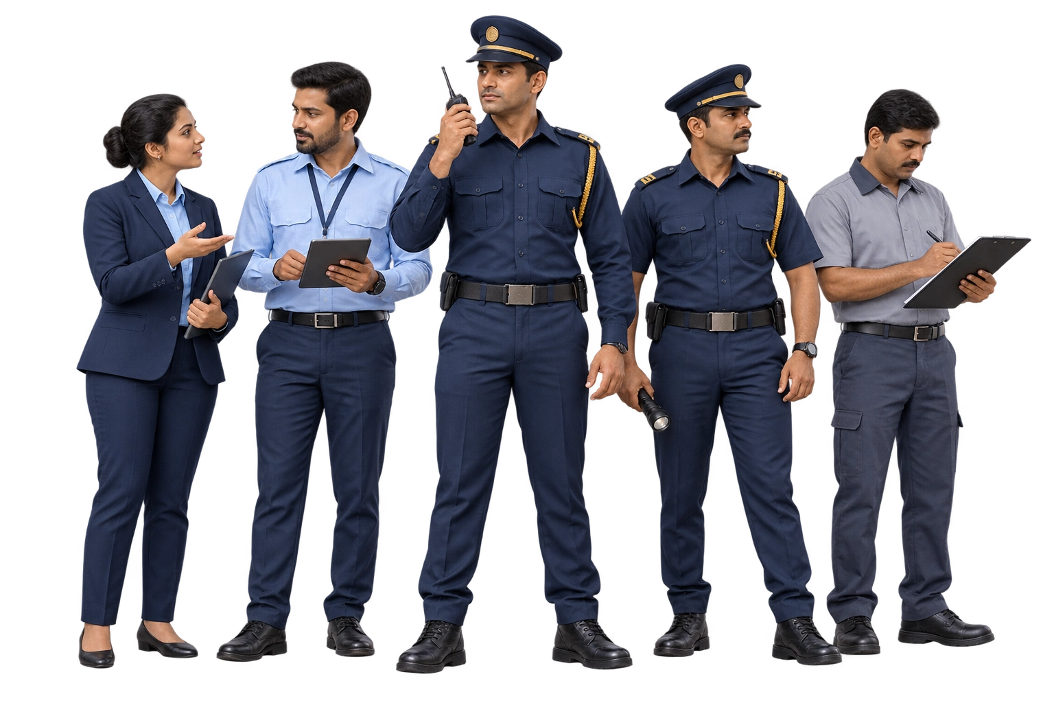 Security guards and site staff coordinating checks and reporting